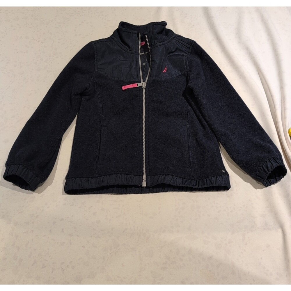 Nautica Girls' Full-Zip Fleece Jacket, Signature Logo Design, 5, Blue